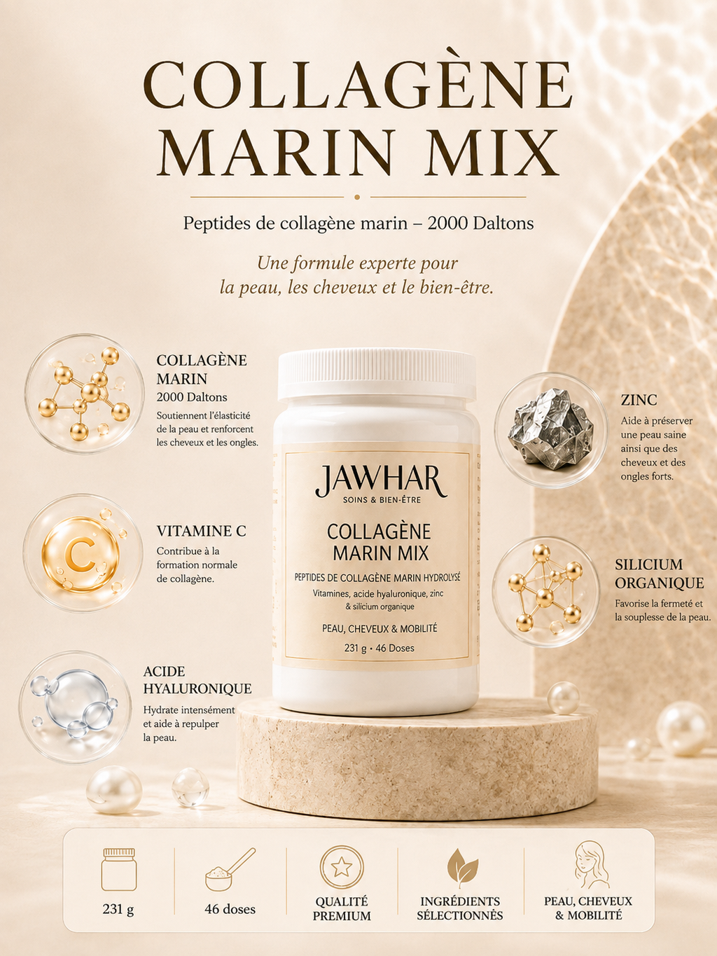 JAWHAR Collagène Marin Mix — Saveur Fraise